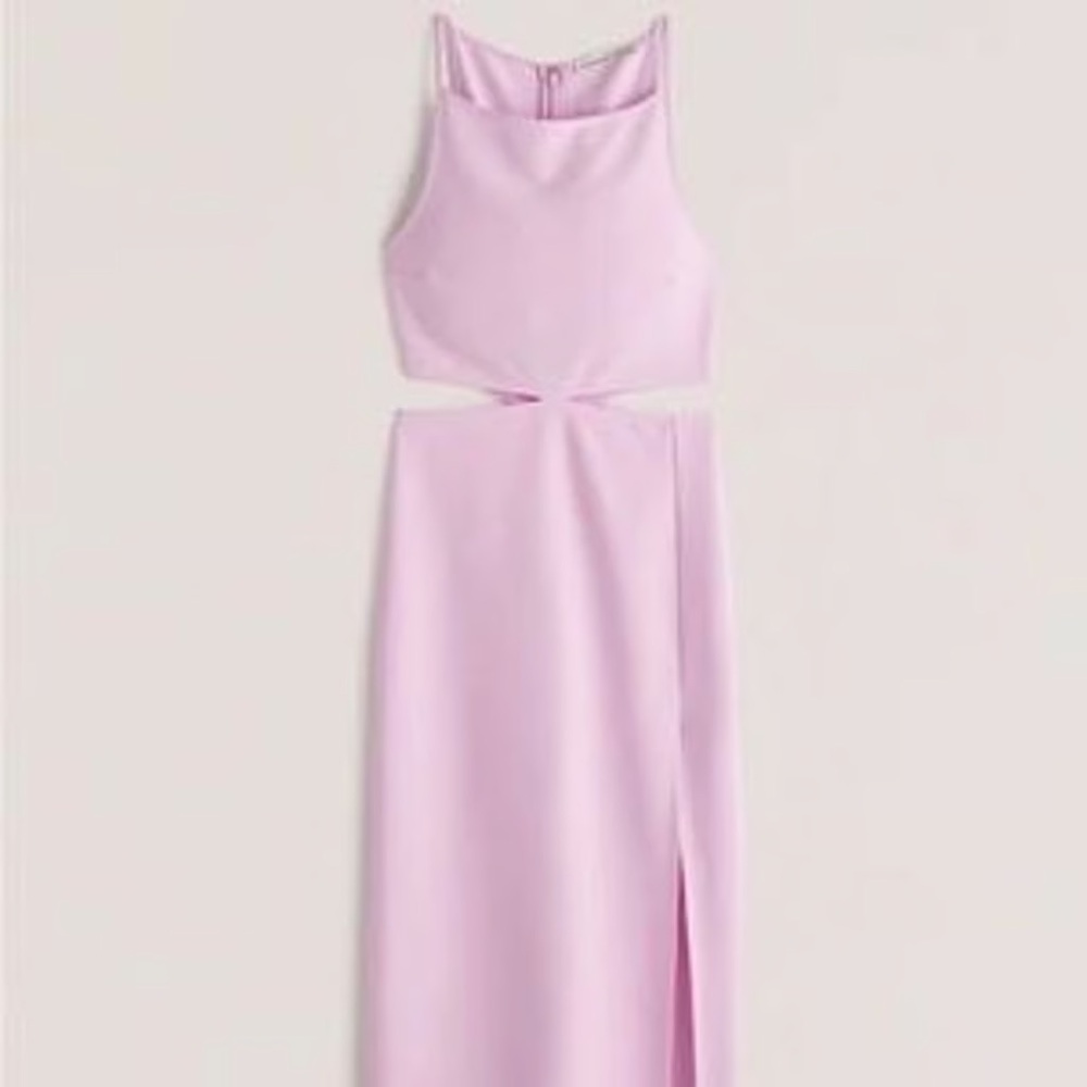 Boatneck Side Cutout Midi Dress - Pink